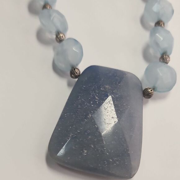 Large Blue Semi Precious Stone Necklace - Picture 4 of 6
